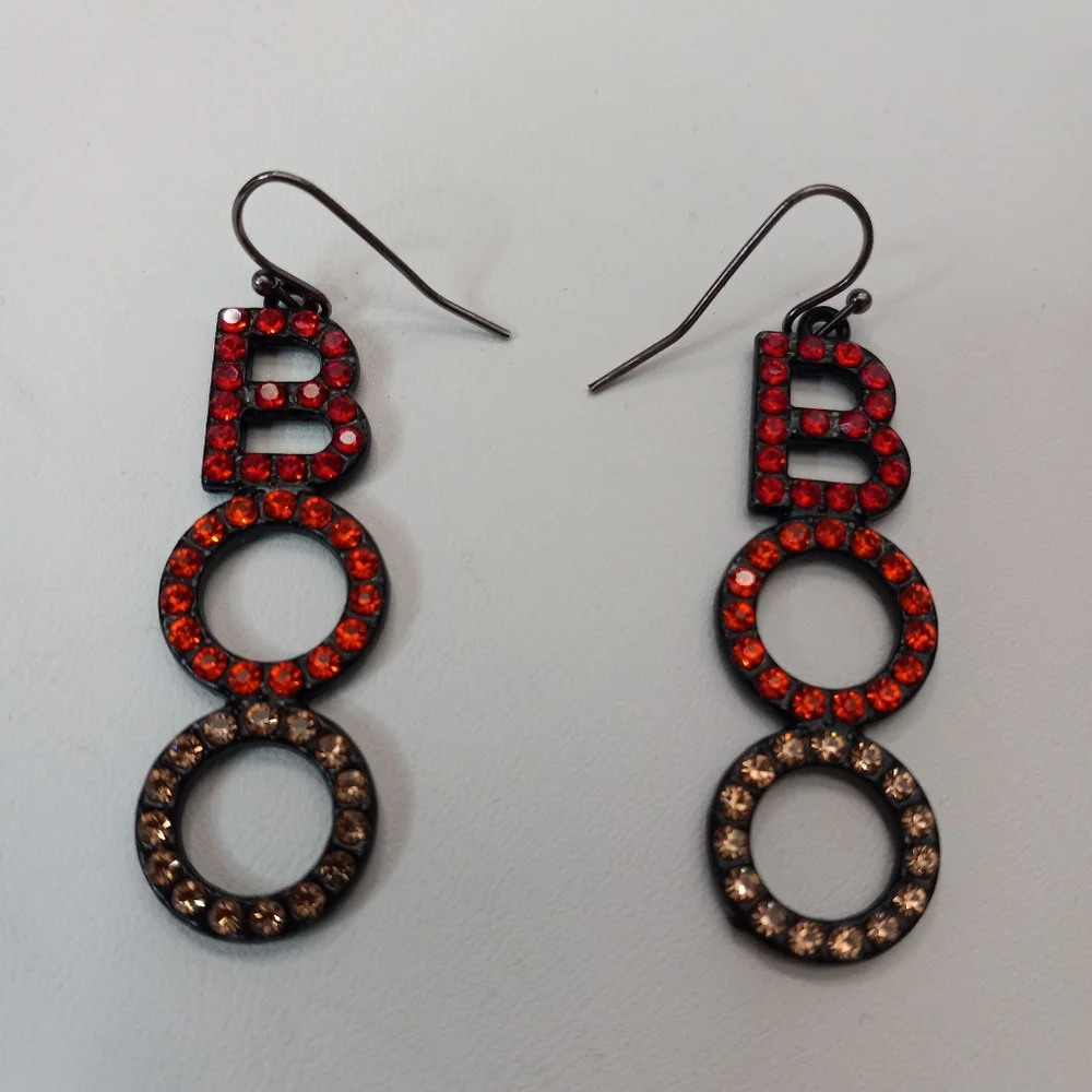 Halloween BOO Rhinestone Earrings
